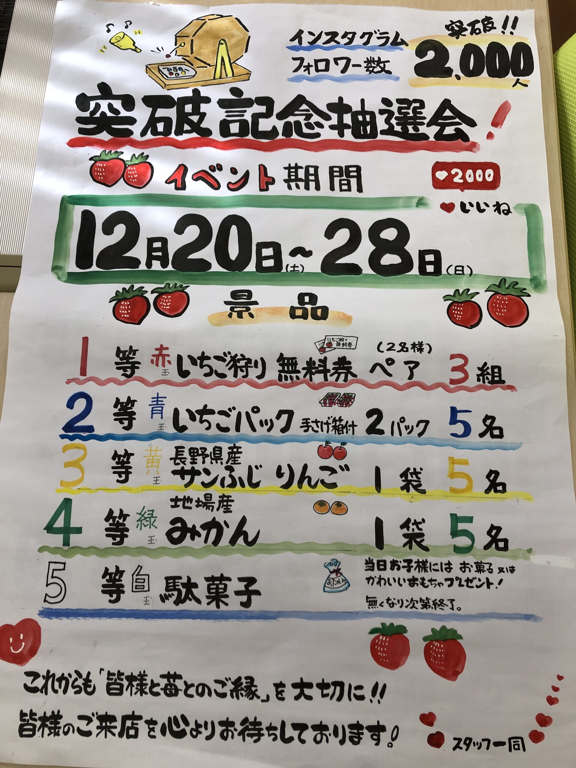 ！！Instagramフォロワー2000人突破ありがとうございます！！